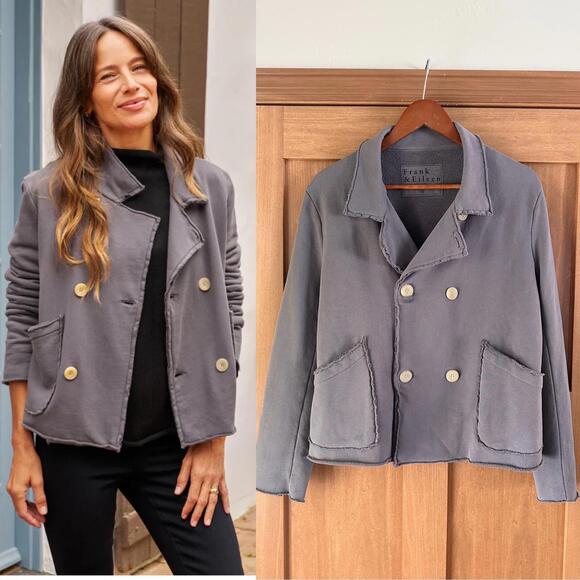 Frank & Eileen Jackets & Blazers - Frank & Eileen Mini Belfast Crop Knit Peacoat In Elephant Women’s size Medium